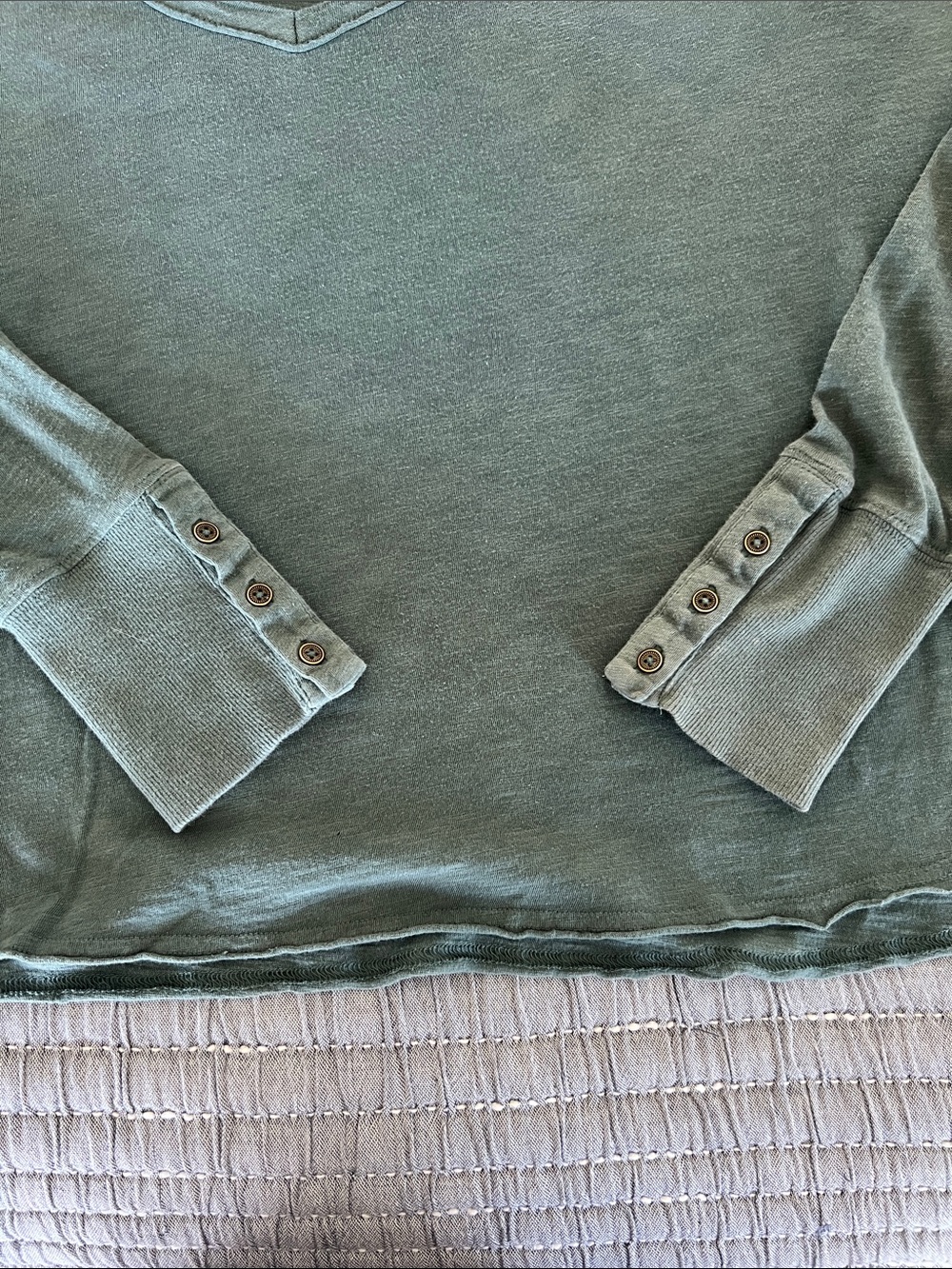 Lucky Brand V-Neck Long Sleeve Top in Muted Teal - Picture 5 of 8